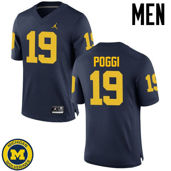 Men Michigan Wolverines #19 Henry Poggi Navy University Jersey